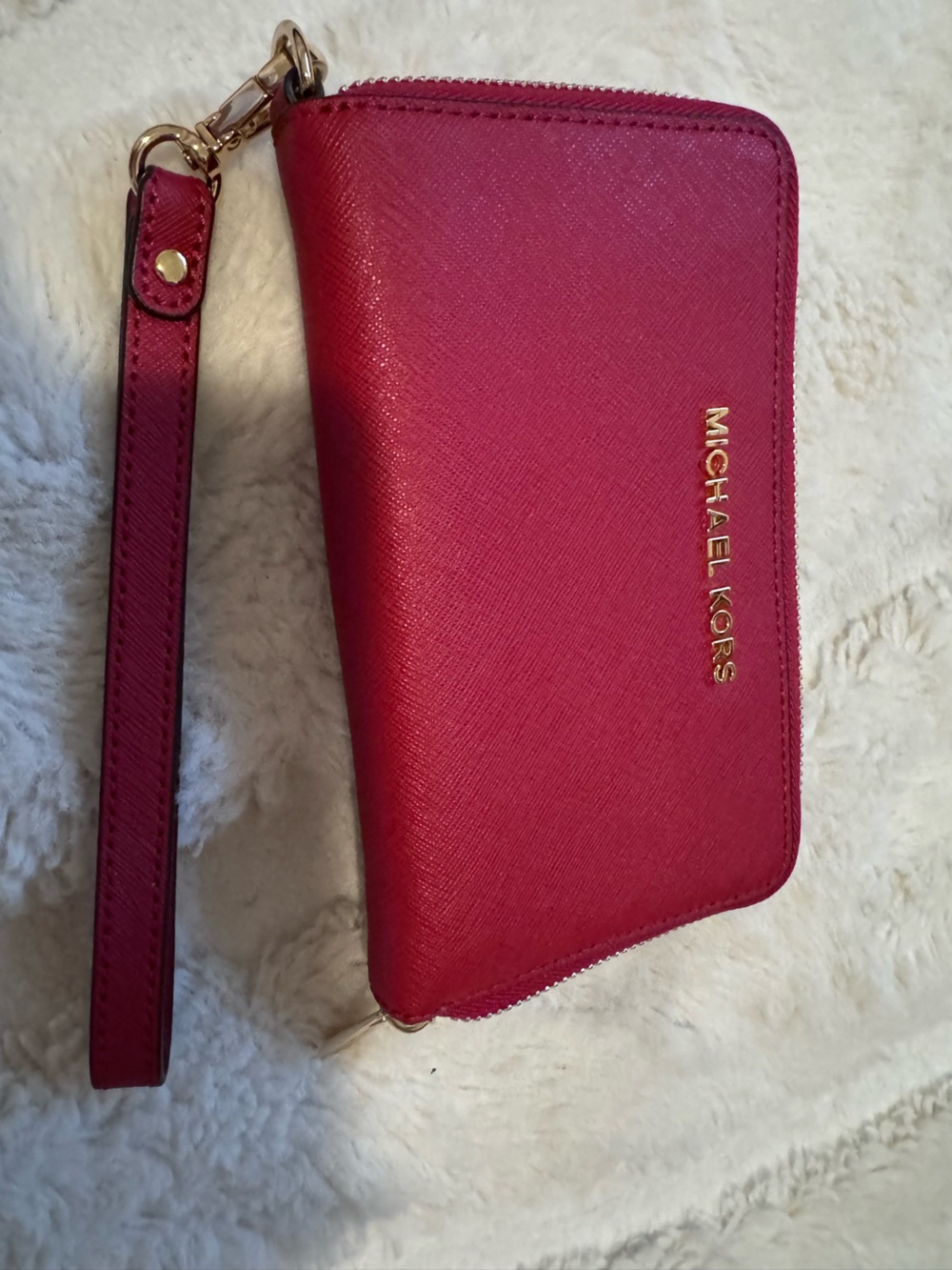 Michael Kors Raspberry Pink Saffiano Wristlet Crossbody